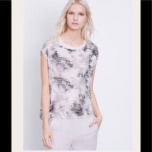 Vince White Silk Marble Jacquard Top XL